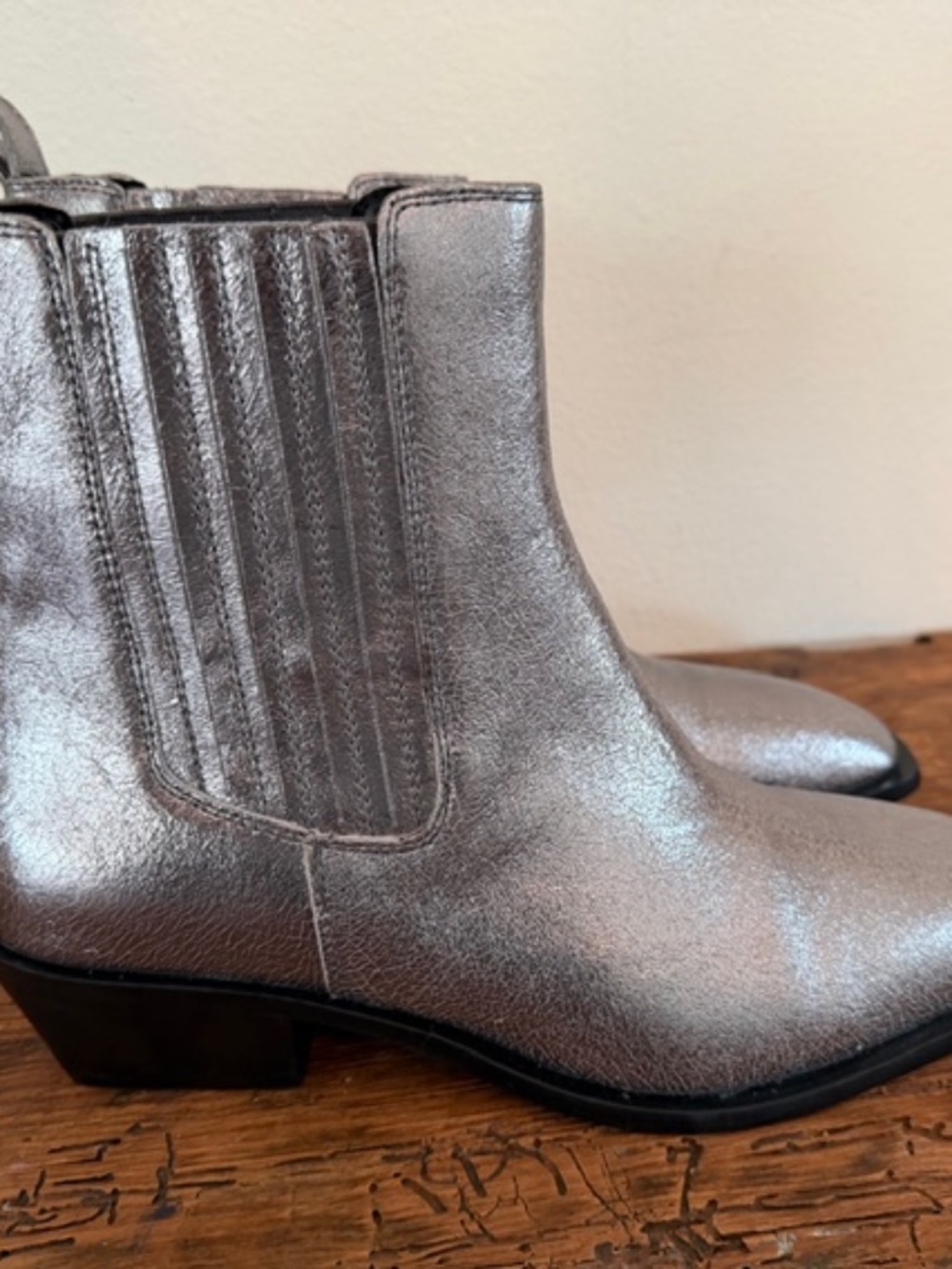 Silve Leather Metallic Boots